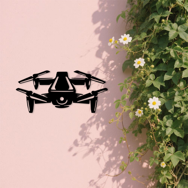 Office Tech And Gadgets - 2D Platte Drone IJzeren Wanddecoratie Zwart