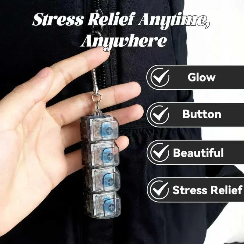 Office Tech And Gadgets - 1/2 stuks LED-toetsenbord-toetsenknop stressverlichtende sleutelhanger 4-knops