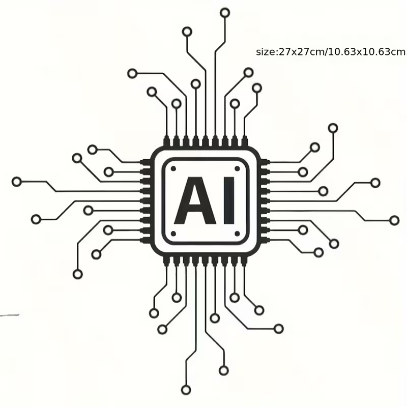 Tech Office Wallpaper - AI-technologie printplaat vinyl muursticker - cartoon-stijl